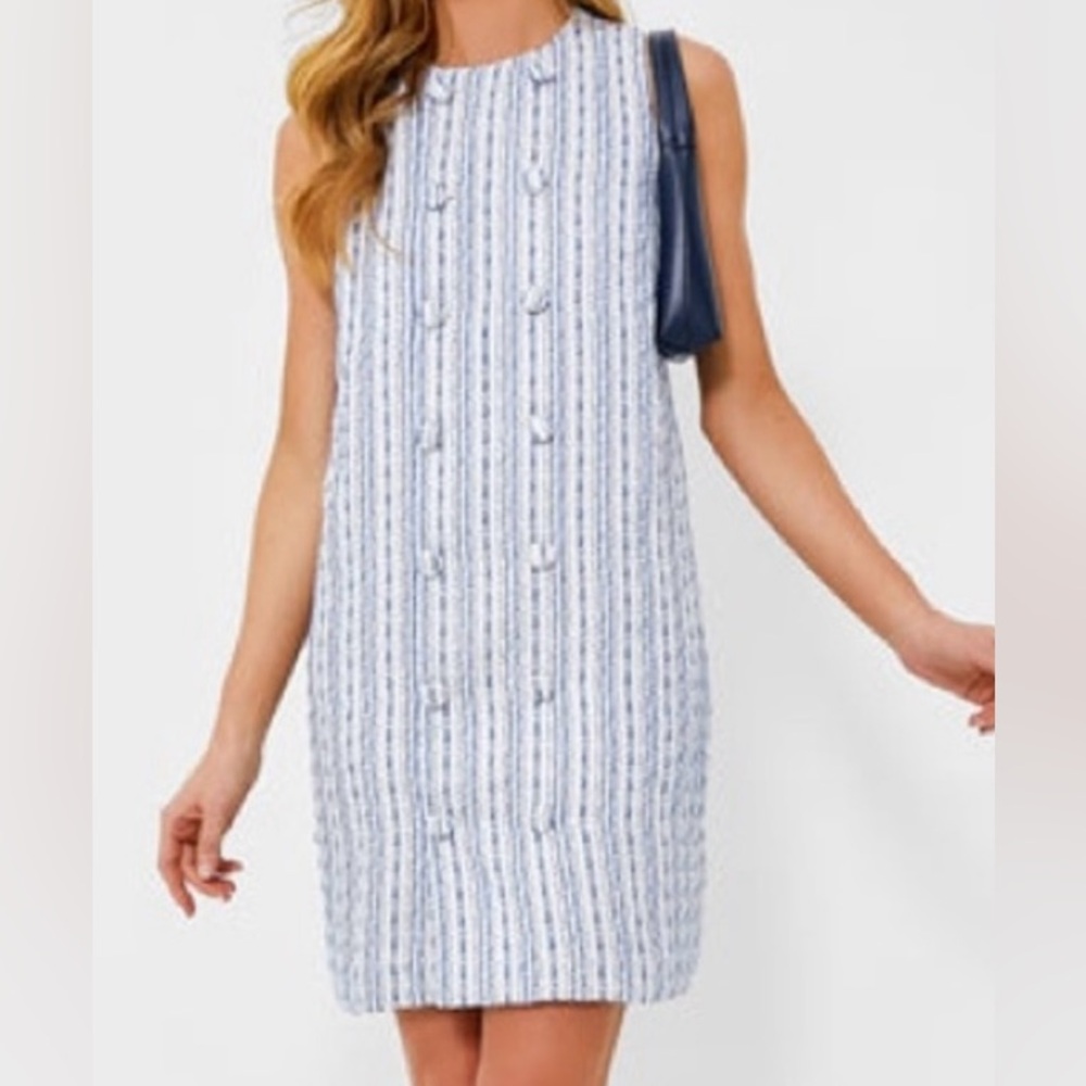 Tuckernuck Pomander Place blue Bianca Ethereal tweed sleeveless shift dress L